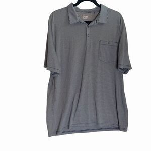 Toad&Co Short Sleeve Polo Shirt Men's Size XXL Blue Gray Striped Organic Cotton